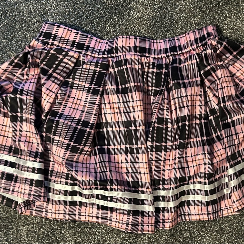 Pink Plaid Pleated Skirt